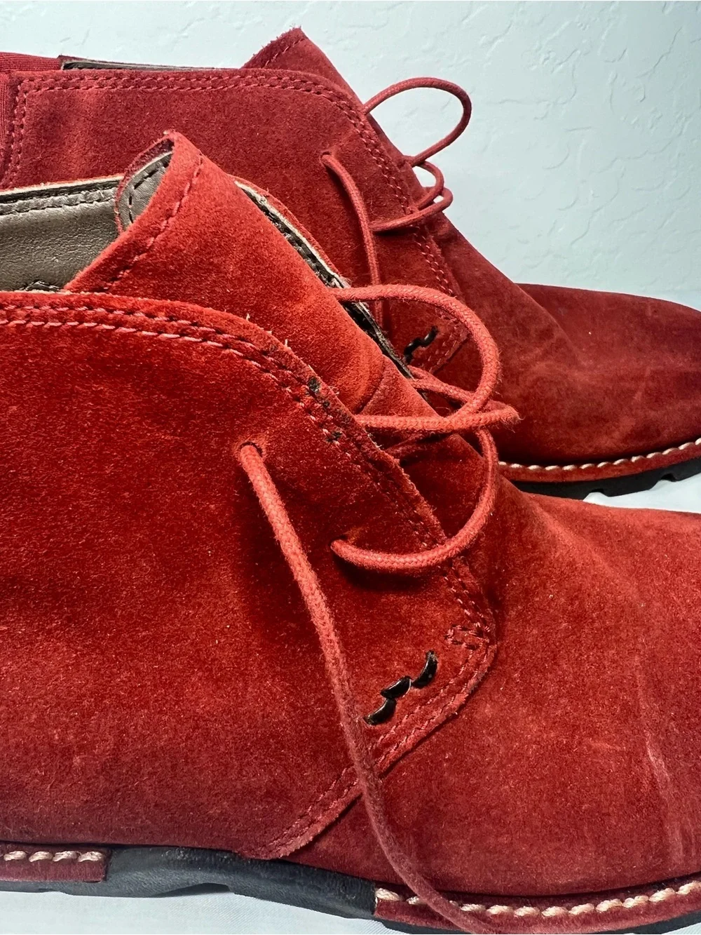 Cole Haan Country Waterproof Red Suede Chukka Boots Men’s Size 9B Narrow Lace Up